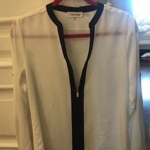 Calvin Klein white blouse with gold detail
